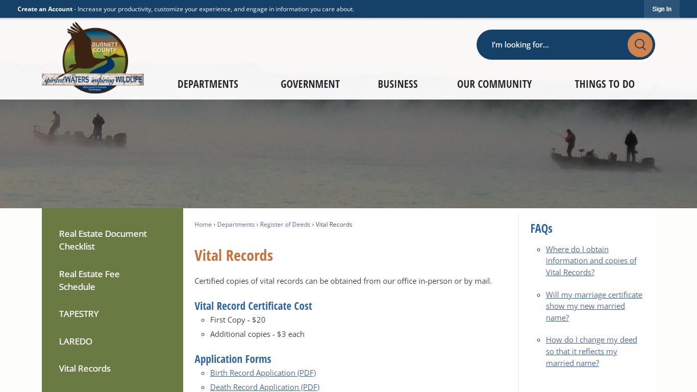 Vital Records | Burnett County, WI - Official Website