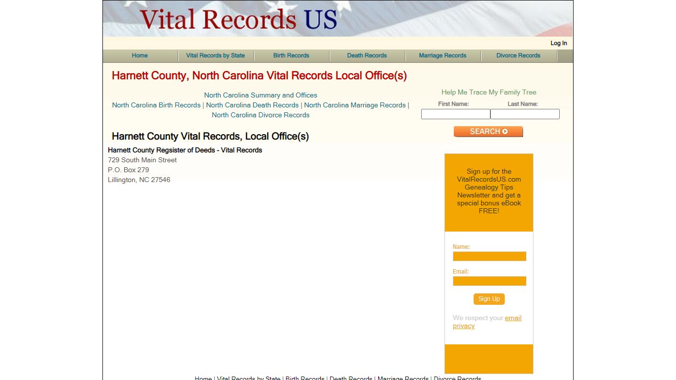 Harnett County, North Carolina Vital Records Local Office(s)